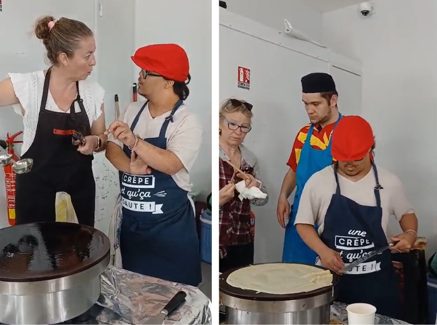 Réalisation de crêpes avec les Grizzlys Catalans
